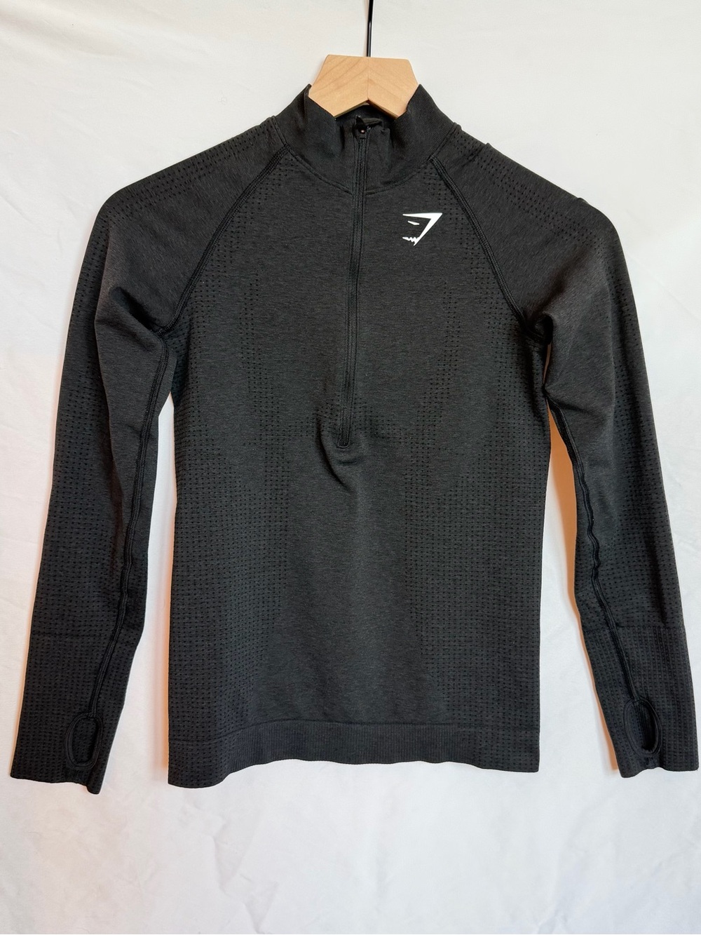 Gymshark Vital Seamless 2.0 1/2 Zip – Black Marl | Small